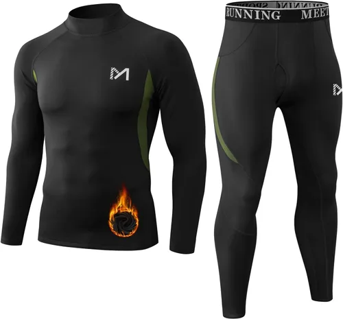 Vista 10 de MEETYOO - Ropa interior térmica para hombre, conjunto de calzoncillos largos, capa base de invierno, para esquí y correr Negro