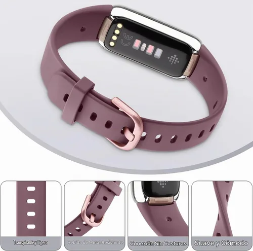 Vista 3 de 8 Pack Bands Compatible with Fitbit Luxe Bands for Women Men, Soft Silicone Wristband Replacement Strap for Fitbit Luxe Fitness and Wellness Tracker