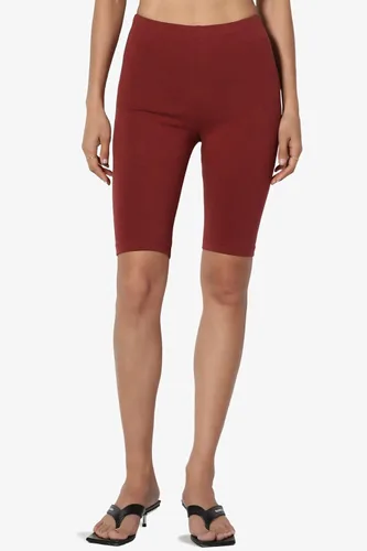 Vista 2 de TheMogan Leggings cortos básicos de algodón elástico para mujer, cintura alta, por encima de la rodilla, para mujer