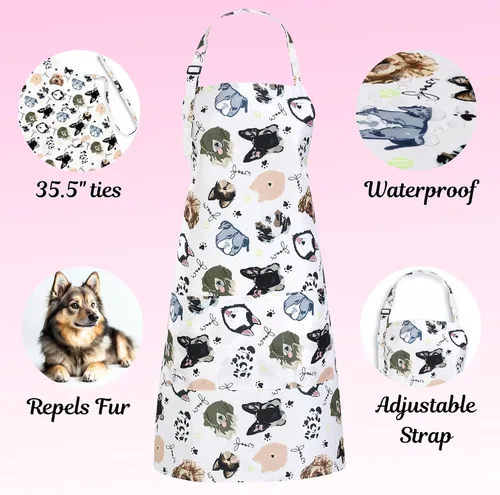 Vista 5 de Plum Hill Delantal Impermeable para Aseo de Perros, Vestimenta para Peluquero, Batas para Lavado de Mascotas