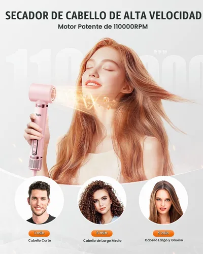 Vista 6 de Tqcir cepillo secador de pelo y estilizador de aire caliente profesional de 8 en 1, poderoso multi-estilizador con rizador de enrollado automático