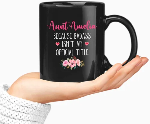 Vista 3 de Taza de cerámica personalizada con nombre para tía, regalo para tía, taza de café personalizada con título oficial para tía, regalo de sobrina