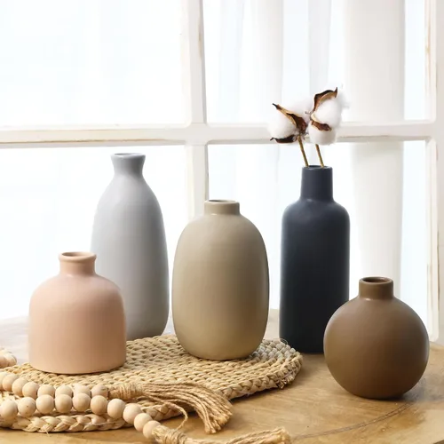 Vista 21 de Florero de cerámica con asas, jarrones rústicos de 11 pulgadas de alto para terracota (1-Terracotta/10.7")