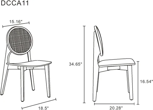 Vista 3 de Manhattan Comfort Versalles - Silla de comedor de ratán, respaldo redondo de mimbre con marco de madera maciza de fresno, sillas totalmente