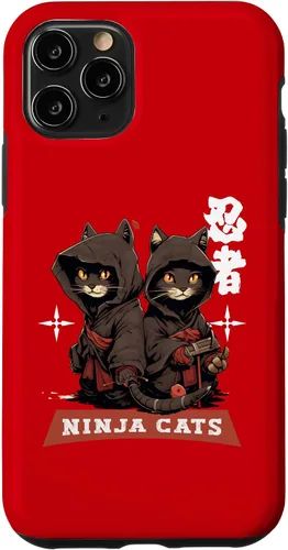 Vista 27 de iPhone 16 Kawaii Japanese Writing Samurai Ninja Cats Samurai Case
