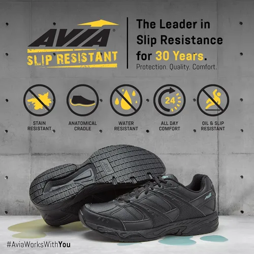Vista 6 de Avia Avi-Union II - Zapatos antideslizantes para mujer, cómodos con cordones, para el trabajo o caminar, medianos o anchos, negro o blanco, Blanco