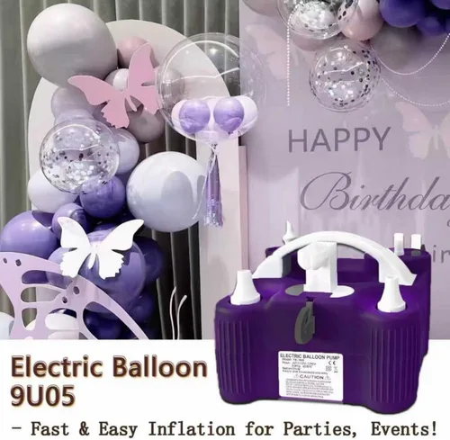 Vista 2 de Bomba eléctrica 4 en 1, máquina sopladora eléctrica portátil de globos de aire para todos los globos, bomba de aire para pelotas deportivas, Morado