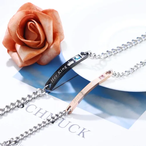 Vista 6 de LOYALLOOK Collar con colgante para parejas, regalo para hombres y mujeres, para él y para ella, juego de joyería de acero inoxidable para parejas