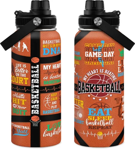 Vista 13 de Botella de agua de béisbol de 32 onzas con aislamiento de acero inoxidable para hombres, mujeres, amantes de los deportes, regalos de béisbol