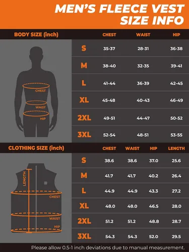 Vista 6 de ORORO Chaleco térmico de forro polar para hombre con batería