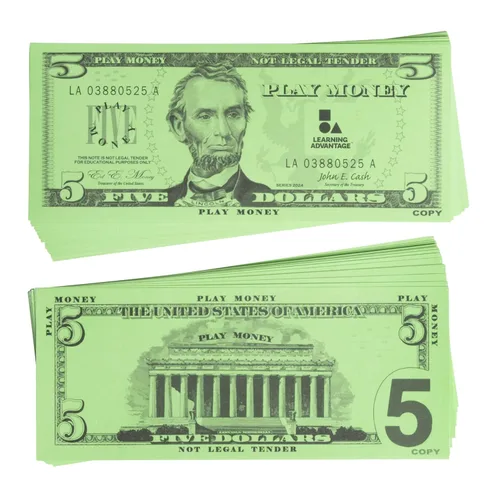 Vista 13 de LEARNING ADVANTAGE Billetes de juego de un dólar Juego de 100 Tamaño como efectivo real Dinero de juego para enseñar moneda y contar