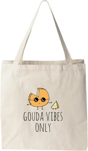 Vista 13 de Moonlight Makers 100% lona de algodón, bolsa de mano natural, a todo color, diseño divertido - queso
