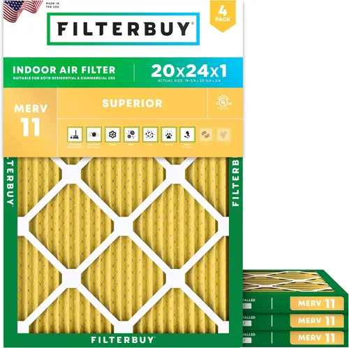 Vista 70 de Filterbuy Filtro de Aire 12x12x1 pulgadas MERV 11 Defensa Superior contra Mascotas y Alergias (Paquete de 4), Filtros de Reemplazo Electrostáticos
