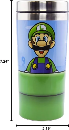 Vista 5 de Paladone Super Mario Warp Pipe - Taza de viaje de acero inoxidable de 15.2 fl oz, con licencia oficial de Nintendo