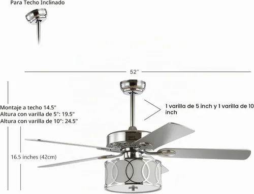 Vista 3 de JONATHAN Y Circe - Ventilador de techo LED de 3 luces, 52 pulgadas, metal