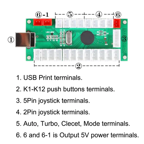 Vista 7 de EG STARTS 2 Player Arcade Contest DIY Kits USB Encoder To PC Joystick + 8 Ways Sticker + Chrome LED Illuminated Push Button 1 & 2 Player Coin