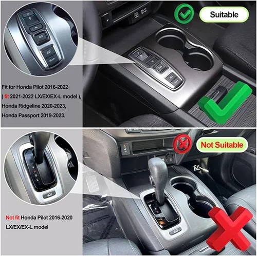 Vista 6 de Cubierta del panel de la palanca de cambios para Honda Pilot 2016-2022/Ridgeline 2020-2023/Passport 2019-2023, accesorios de plástico ABS para Azul
