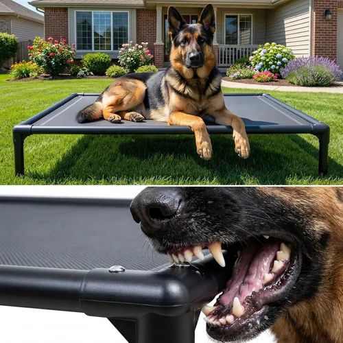Vista 18 de suddus Cama elevada para perros medianos, cuna refrescante de doble soporte con malla Teslin, cama portátil impermeable para mascotas