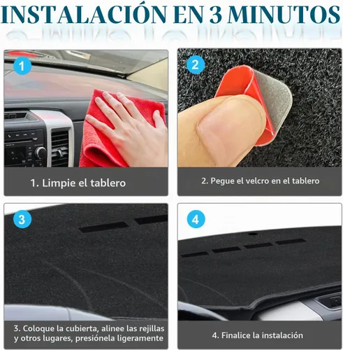 Vista 6 de POSAID Alfombrilla para salpicadero para Dodge Ram 1500 2500 3500, funda protectora personalizada para salpicadero Dodge Ram, Negro, 2010-2018