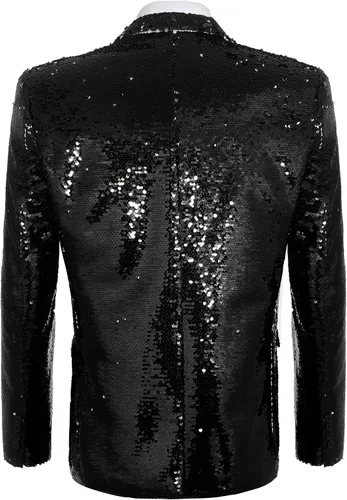 Vista 4 de Coofandy Chaqueta de traje de lentejuelas brillante Blazer de un botón de esmoquin para fiesta boda banquete baile de graduación