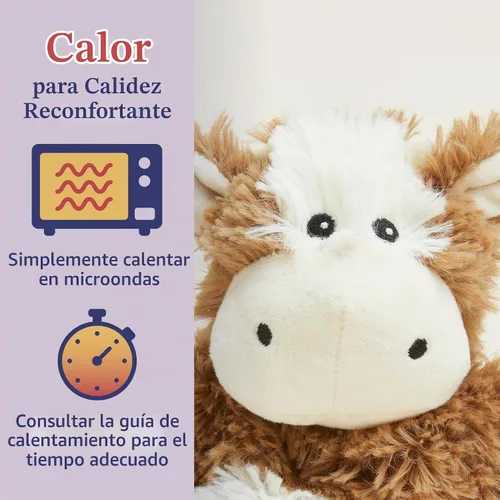 Vista 4 de Warmies Junior Animales de Peluche Calentitos y con Peso, Vaca - Animal de Peluche Calentador de Felpa para Calor y Confort - Lindos Juguetes