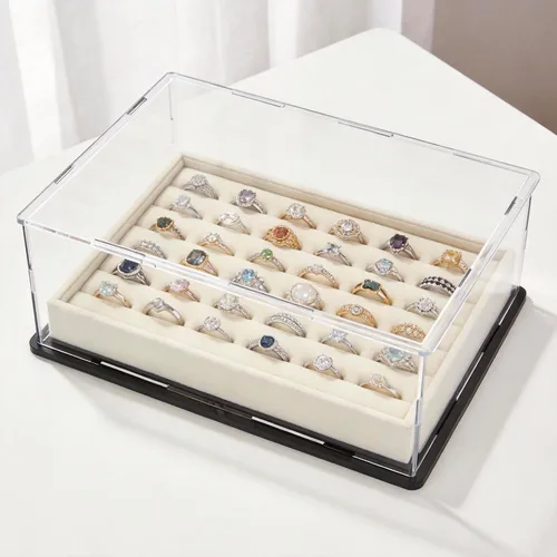 Vista 24 de SVENJBB vitrina acrílica, cajas de acrílico de cubo de 10 x 10 x 14 pulgadas para exhibición, vitrinas transparentes con base negra mate y tapa