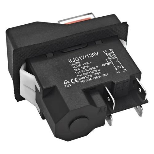 Vista 6 de Interruptor pulsador electromagnético KJD17 - 120V/220V 4-Pin 16A para herramientas de jardín y herramientas eléctricas