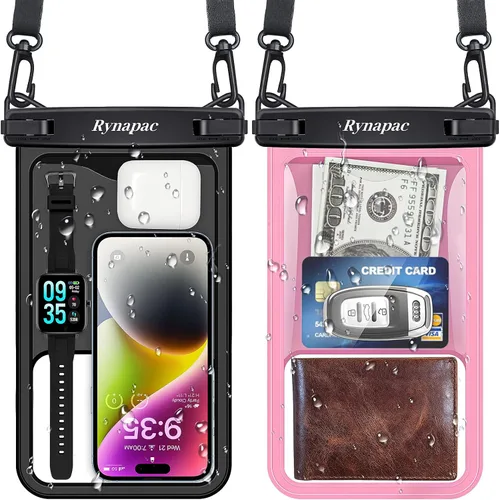Vista 21 de Rynapac Bolsa impermeable para teléfono - Bolsa impermeable para teléfono de 8.5 pulgadas con cordón, bolsa seca para teléfono IPX8, artículos