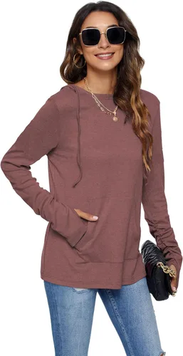 Vista 4 de AUSELILY Sudadera Hoddie de manga larga con cordones y agujeros para el pulgar para mujer