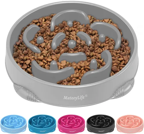 Vista 20 de MateeyLife Paquete de 2 cuencos para perros de alimentación lenta, 1 taza A-Azul claro y azul oscuro