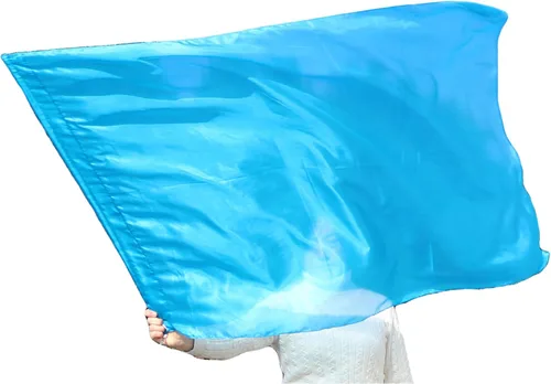 Vista 24 de Winged Sirenny Bandera de seda Poi, 50 pulgadas rectangular de seda giratoria, bandera de alabanza profética adoración adoración danza (aventura B)