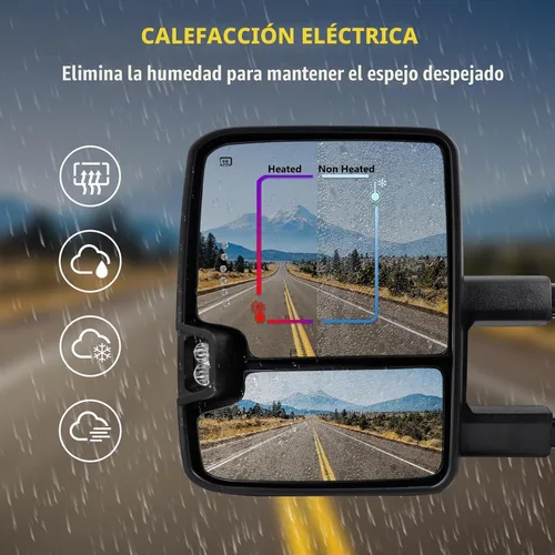 Vista 5 de Espejos de remolque para Dodge Ram 1500 2002-2008, Dodge Ram 2500 3500 2003-2009 con función de vidrio eléctrico calentado, luz de señal de giro