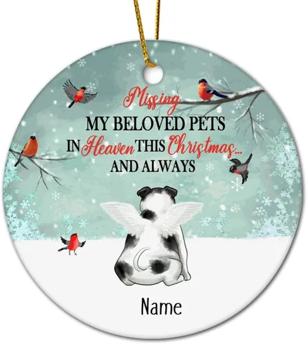 Vista 20 de Personalized Pet Memorial Ornament, Miss My Beloved Pets in Heaven Ornament, Dog Christmas Ornament, Pet Loss Gift, Dog Angel Wings Ornament, Custom