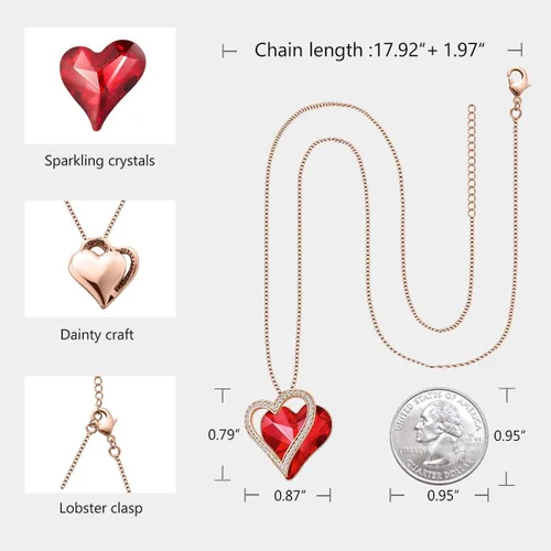 Vista 5 de Sumonyo Love Heart Pendant Necklaces for Women Crystals Jewelry Gifts for Women Her Girlfriend Mother's Wife Christmas Birthday Anniversary