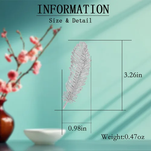Vista 6 de UNVAK FeatherBow TieFlying Wings Brooch Rhinestone Brooch Pin for Women 18k Gold Plated Lapel Pin Fashion Safety Pin Jewelry Valentine's Day Gift