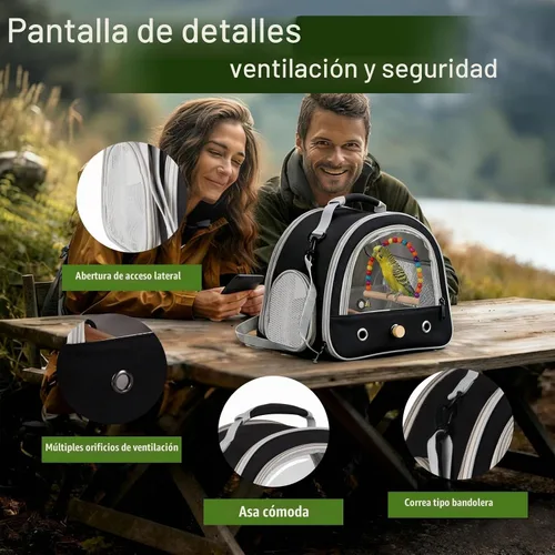 Vista 5 de Jaula portátil de viaje para loros con juguete pequeño oscilante y jaula, juego de juguetes coloridos para pájaros pequeños, bolsa de periquito