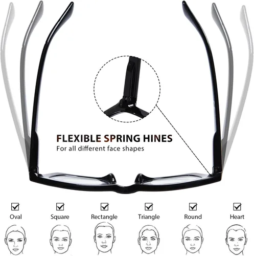 Vista 4 de Oversized Square Reading Glasses for Women Spring Hinge Blue light Blocking Computer Readers for Women