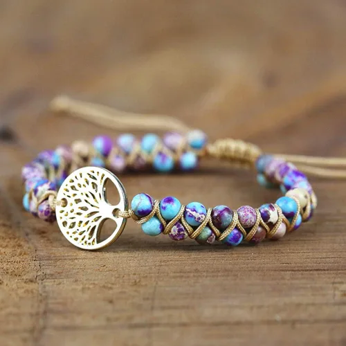 Vista 39 de ZOSOJONA - Pulseras bohemias hechas a mano de piedra natural, que dan vuelta, con cuentas de cristal de turquesa