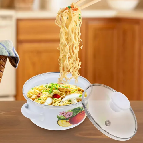 Vista 2 de MAGICLULU Juego de 3 ollas de sopa esmaltadas de doble asa con tapas, pequeñas ollas de cocina multifuncionales para salsa de sopa y cocina