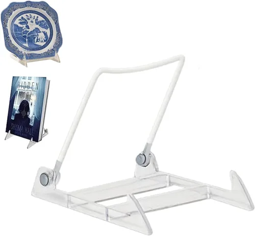 Vista 13 de KINGDOM SOLUTIONS Made in USA - Paquete de 2 caballetes acrílicos ajustables – Soporte para platos – Soporte resistente para libros de arte