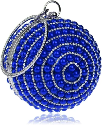Vista 8 de Bolso de noche para mujer, bola redonda, bolso de boda, bolso de perlas artificiales Negro