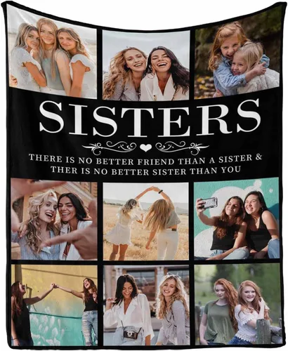 Vista 14 de Regalos de cumpleaños para mujeres, manta de amistad personalizada con tus fotos, manta personalizada con mis propias imágenes para hermanas