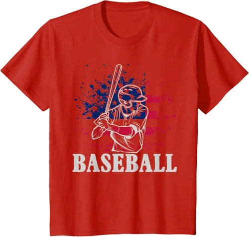 Vista 3 de Camiseta de béisbol deportiva estadounidense con bandera estadounidense, Negro, S