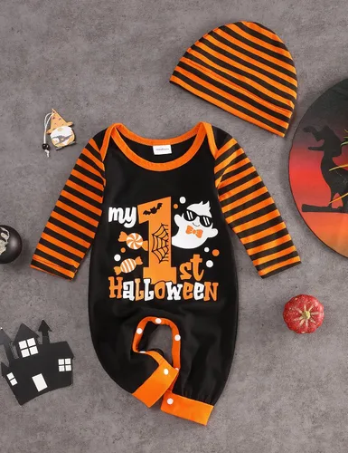 Vista 2 de Mameluco para bebé recién nacido, traje de Halloween, conjunto de regalo
