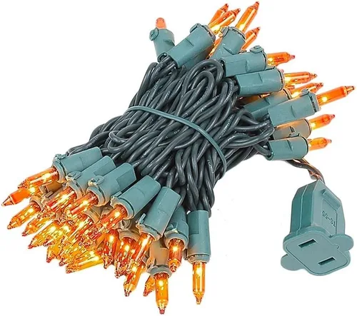 Vista 10 de Novelty Lights 11 pies 50 bombillas Luces mini tradicionales incandescentes, transparentes en cable verde con espaciado de 2.5", grado comercial