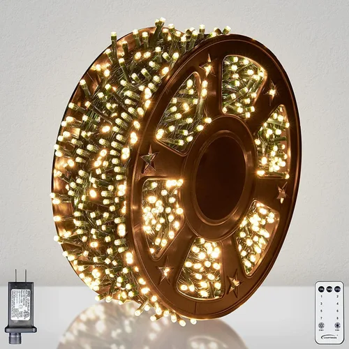 Vista 10 de LIGHTSHARE Guirnalda de luces de estrella de 750 LED de 245 pies, color blanco cálido, 8 modos de 30 V enchufables con control remoto para el hogar