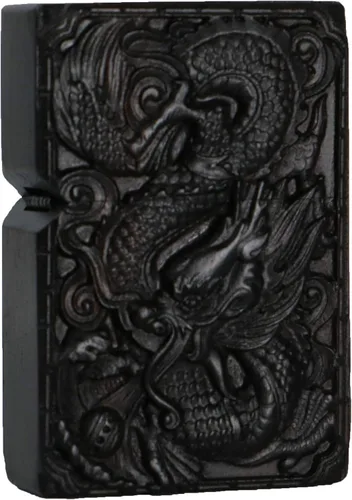 Vista 38 de Caja de carcasa de madera de ébano negro natural tallada para módulo Zippo (Serpiente Cobra)