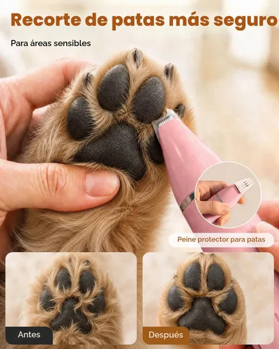 Vista 8 de Veeconn Kit de aseo 4 en 1 para perros con recortadora de pelo de pata para Rosa