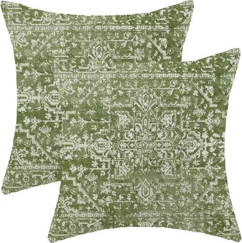 Vista 13 de Juego de 2 fundas de almohada bohemias de 16 x 16 pulgadas a rayas azules y grises, fundas decorativas rústicas abstractas de lino retro a rayas