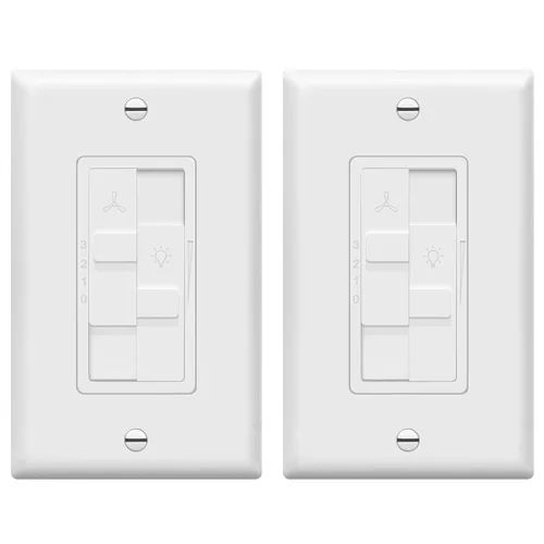 Vista 18 de TOPGREENER 3-Speed Ceiling Fan and Light Dimmer Switch, Single Pole, Gold 3-speed mechanical fans and dimmable lights only. Separate fan/light